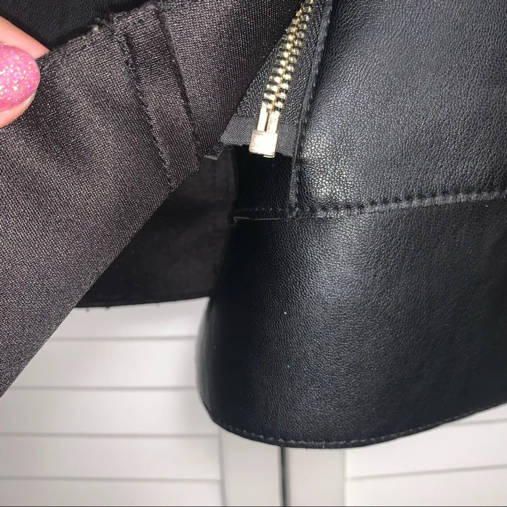 Kimchi Blue Faux Leather Black Jacket with Faux Fur Neck - Picture 8 of 12